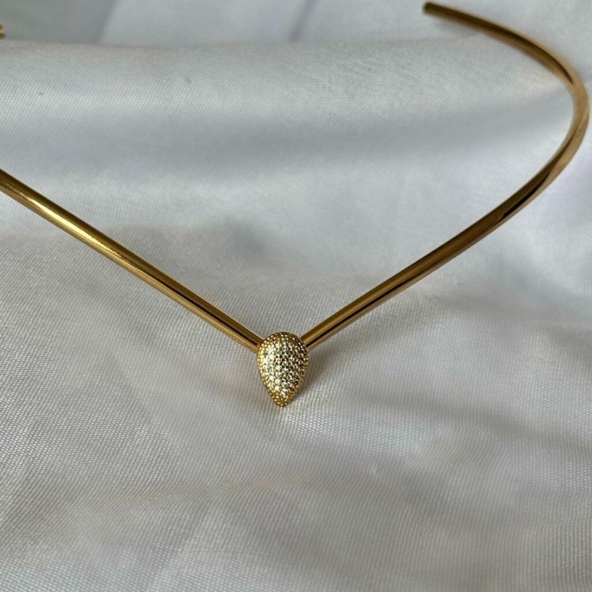 Choker aro com gota de zircônia
