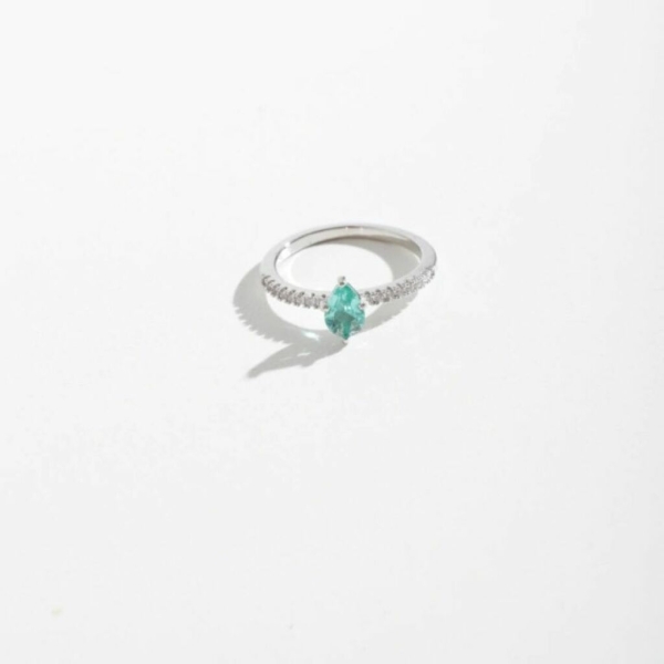 Anel Gota Cristal Azul Banhado a Ouro 18k - Image 2